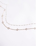 lilavi multirow choker necklace with flower pendants in gold