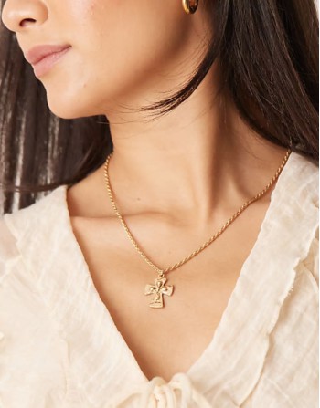 boho cross pendant necklace in gold