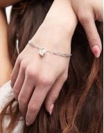 2 In A Group sterling silver heart padlock charm bracelet