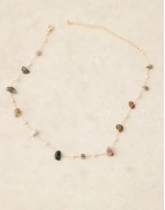 short necklace with mixed sized semi precious chippings in gold tone
