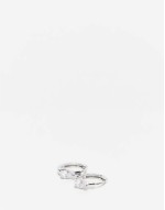 CZ teardrop huggie hoop earrings in sterling silver