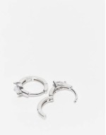 CZ teardrop huggie hoop earrings in sterling silver