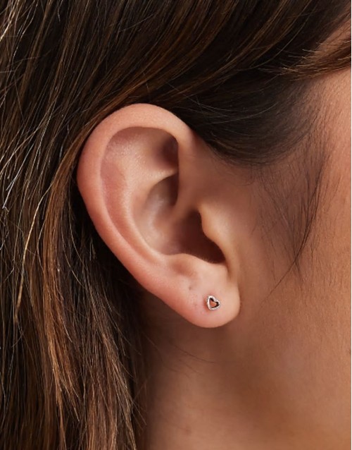 mini cut out heart stud earrings in sterling silver