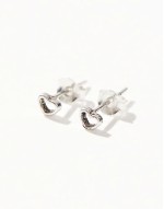 mini cut out heart stud earrings in sterling silver