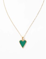 Curve waterproof stainless steel necklace with enamel heart design in gold tone