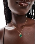 Curve waterproof stainless steel necklace with enamel heart design in gold tone
