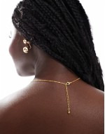 Curve waterproof stainless steel necklace with enamel heart design in gold tone