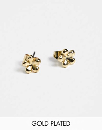18k plated flower studs in gold
