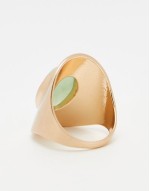 Curve long ring with faux sage stone set in brushed gold