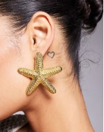 oversized starfish stud earrings in gold