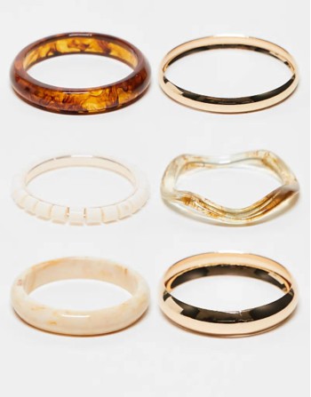 summerstack multipack of bangle bracelets in gold and resin