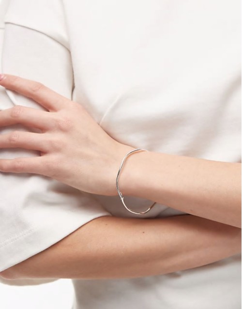 sterling silver wavy bangle bracelet