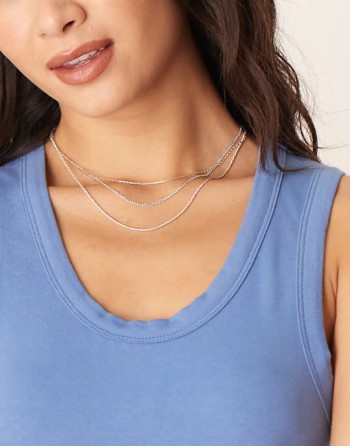 fine chain 3-row necklace in sterling silver plated
