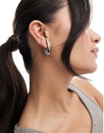 hoop earrings with spike clicker detail in silver tone