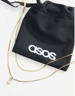 14k gold plated multirow necklace with cubic zirconia charm with gift bag - GOLD