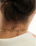 14k gold plated multirow necklace with cubic zirconia charm with gift bag - GOLD