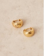 14k gold plated wide huggie hoops in gold tone