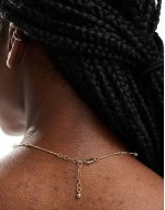 pearl and ball necklace in gold