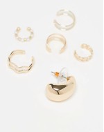 pack of 5 ear cuffs with single hoop in gold tone