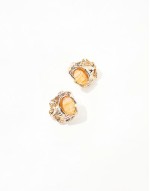 stud earrings with molten faux amber detail in gold tone
