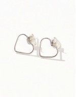 cut out heart stud earrings in sterling silver