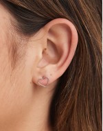 cut out heart stud earrings in sterling silver