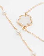 luckyflower pack of 2 clover and pearl bracelets in gold