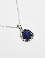 unisex chain with faux blue stone pendant in silver