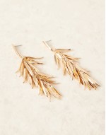 drop earrings in mini leaf design tassel detail in gold tone