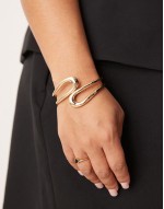 Curve cuff bracelet with wrap around open design in gold tone