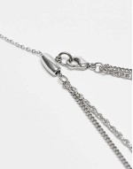 unisex 2 row necklace with pendant in silver