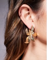 18ct gold plated lotus flower statement stud earrings