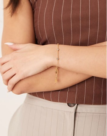 Lost Souls stainless steel 18ct gold plated crystal charm bracelet