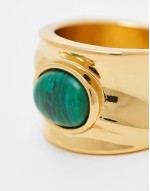 14k gold plated ring with malachite detail