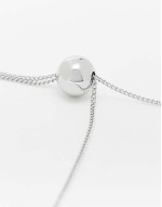 unisex lariyat necklace with bead in silver