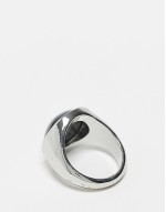 unisex simple ring with faux black stone in silver