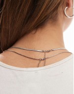 two chain necklace in silver